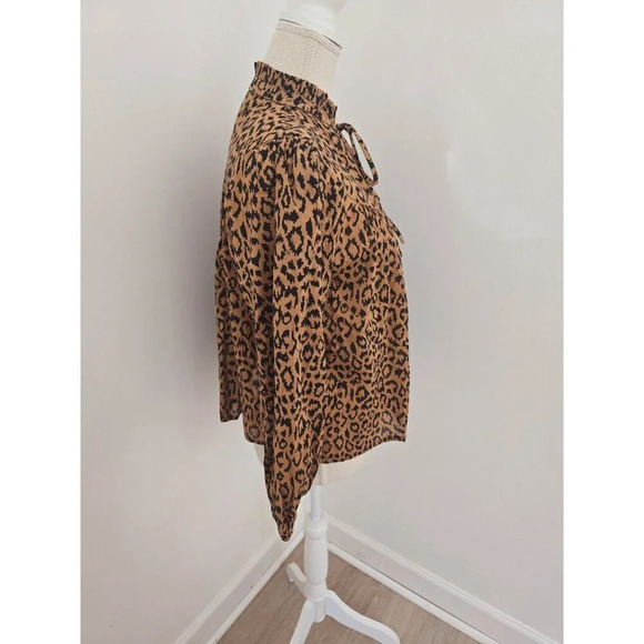 India Collection Emerson Fry Emmaline Organic Cotton Leopard Blouse Shirt XS - Picture 9 of 13
